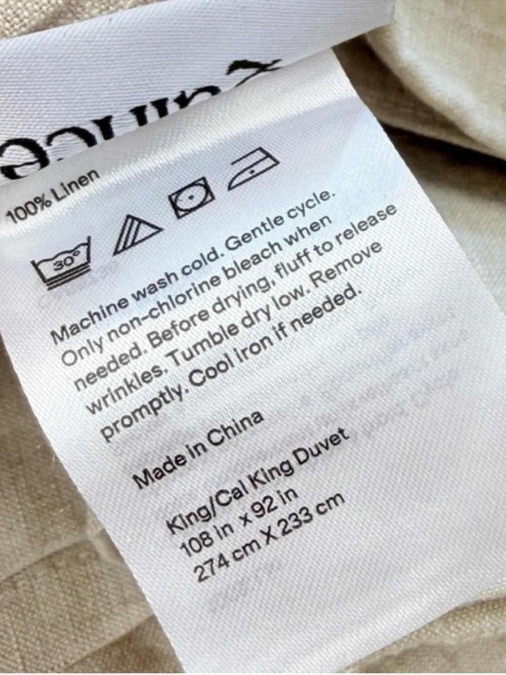 New! QUINCE European Linen Duvet Chambray Natural Sand King / Cal King 9816
